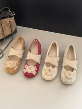 バレエ風レディースシューズ【春用・粗いヒール・クロスストラップ・マリージェーン】