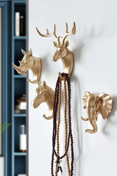 壁掛けキーラック【アートデザイン・鹿の角型・穴あけ不要】