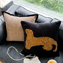 中古風アートデザインの長クッションカバー【リビング・ソファ用・クッション付き】