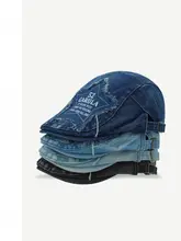 ユニセックス デニムキャップ【ヴィンテージスタイル・刺繍星柄・ツバ広デザイン】