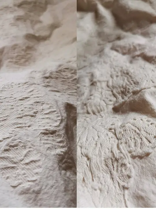 米白色の純綿ダブルフェイス立体刺繍デザインテーブルクロス【和風・侘び寂びスタイル・高級素材】