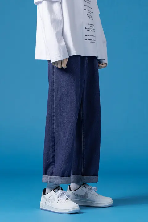 レディース ビッグサイズ レトロ ストレートデニムパンツ【ウエストゴム・ルーズフィット・春用】