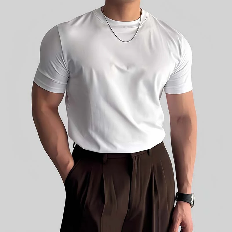 夏季用 メンズフィット Tシャツ【クルーネック・カジュアル・ボディライン強調】