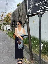 MsDidion 冷感リネン混合ノースリーブニットタンクトップ【Vネック・夏用・シンプルデザイン】