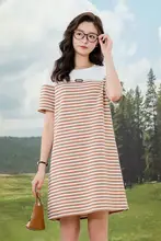 ストライプデザインのシルエットを美しく見せるワンピース【夏用・カジュアル・Tシャツワンピ】（セットアップ対応）