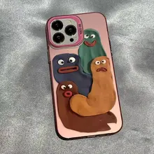 趣味のユニークなカートゥーンデザインiPhone対応ケース【フルカバー・衝撃吸収・シリコン素材】