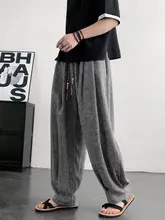男士ワイドレッグアイスシルクパンツ【刺繍デザイン・アンティーク風】（セットアップ対応）