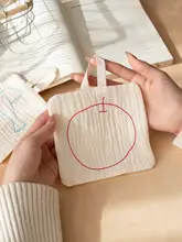 シンプルラインの刺繍コースター【アップルとバードデザイン・滑り止め・吸水性】
