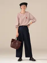 レディース ビンテージ風デニムパンツ【ブルー＆ブラック・ゆったりストレート・カジュアル秋用】