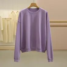 シンプルな無地ラウンドネックゆったりフィット女性用トレーナー（セットアップ対応）