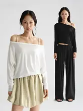 長袖Tシャツ UVカットトップス レディース ワンショルダー アメリカン風 ゆったり 接触冷感 夏 「asomesome」
