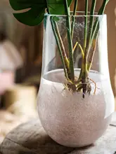 ガラス花瓶 花器 フラワーベース ハンドメイド 半透明 卓上インテリア 置物 北欧風 クラシカル モランディカラー