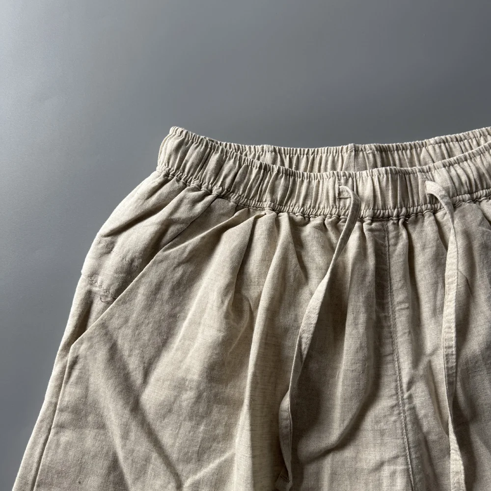 感あるコットンリネン夏用ショートパンツ：夏バーベキューに最適な通気性と涼感のパンツ