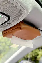 高級本革製 車載ティッシュボックス【クリエイティブなサンシェード取り付け】