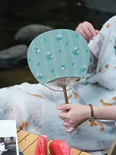 羊毛刺繍のDIY団扇材料キット【携帯用・小型竹扇子】