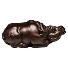 黒檀木製 水牛の置物【実木彫刻・インテリア装飾・贈り物に最適】