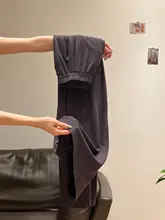 高腰ストレートワイドパンツ【グレー・レディース・秋用・スタイル】（セットアップ対応）