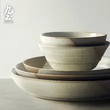 手作り粗陶食器セット【和風・復古デザイン・ボウル・プレート・サラダボウル】