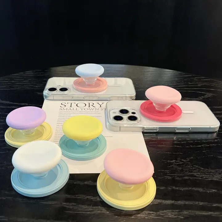 マカロンカラー 磁気吸着式スマートフォンスタンド【折りたたみ・デスク用・エアバッグデザイン】