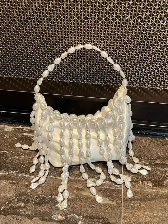 ハンドバッグ レディース 個性的デザイン ハンドメイド ビーズ フリンジ フレンチ風 エレガント 上品 着回し パーティーバッグ