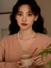 強光水滴天然真珠ネックレス【高級感・女性用・ロッククライミングスタイル】