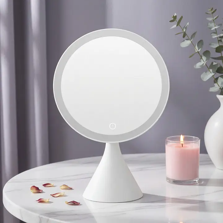 MINISO 明るさ調整可能なデスクトップ化粧鏡【大きめ・毛穴拡大機能・女性用】