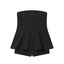 デザイン性のあるスカート風ビスチェ型オールインワンショートパンツ【春用・女性用】