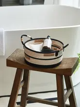 おしゃれな手編み収納バスケット【多機能・デスクトップ用・化粧品やおもちゃ収納】（セットアップ対応）