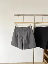 グレー高腰スリットデザインカジュアルパンツ【女性用・Aライン・夏用・韓国風】