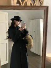 ダッフルコート【ダブルブレスト・ウール混・エレガントデザイン・長め丈】