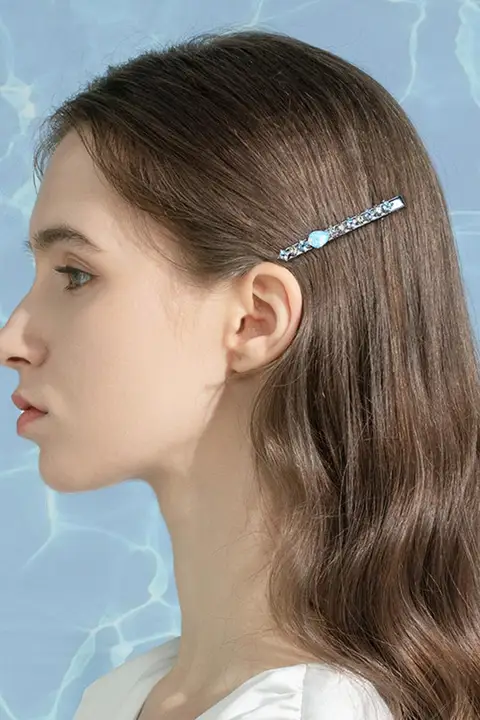 高級ハンドメイドクリスタル付きダックビルクリップ【ヘアアレンジ用・上品なヘアアクセサリー】