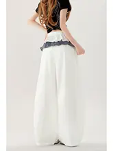自然な白色の取り外し可能なぴらぴら付きパンツ【夏用・ジャズダンススタイル】（セットアップ対応）