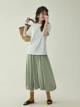 薄荷スタイルのハイウエストチュニックフレアスカート【女性用・夏向け・ウエストゴム】