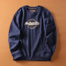 コットン製の水洗い仕上げの男性用刺繍入りラウンドネックプルオーバー【カジュアル・秋春用】