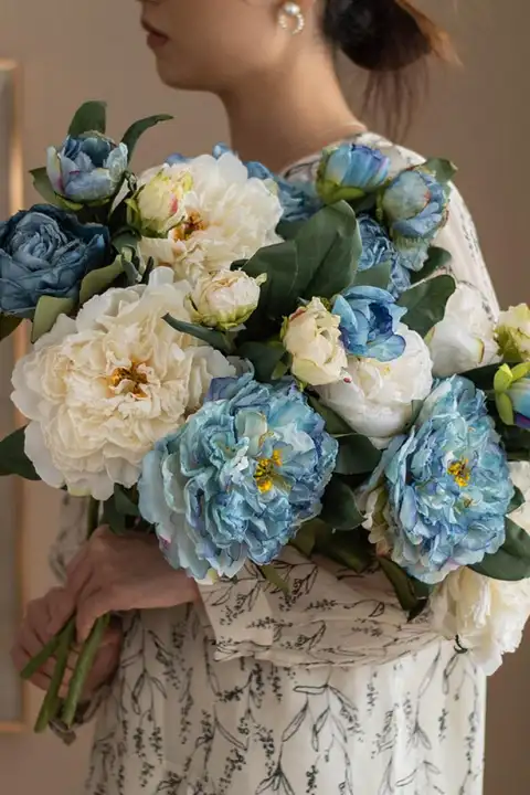 フランス風 焦げ目のある peony 仿真花【インテリア装飾・リビング・ダイニング用】
