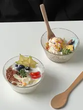 ハンマーテクスチャーのガラスボウル【デザート・朝食用オートミール・サラダ・アイスクリーム・燕窝】