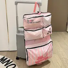 かわいい旅行用収納バッグ【学生向け・大容量・仕切り付き・ハンギングタイプ・折りたたみ】