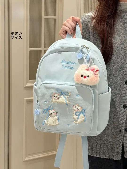 かわいい猫デザインの子供用リュックサック【軽量・高校生向け・ファッション】