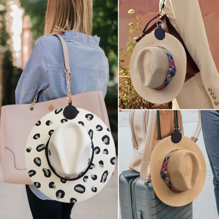 PUレザー製 丸型マグネットキャップクリップ【アウトドア用・日除けキャップ収納・使いやすいフック】