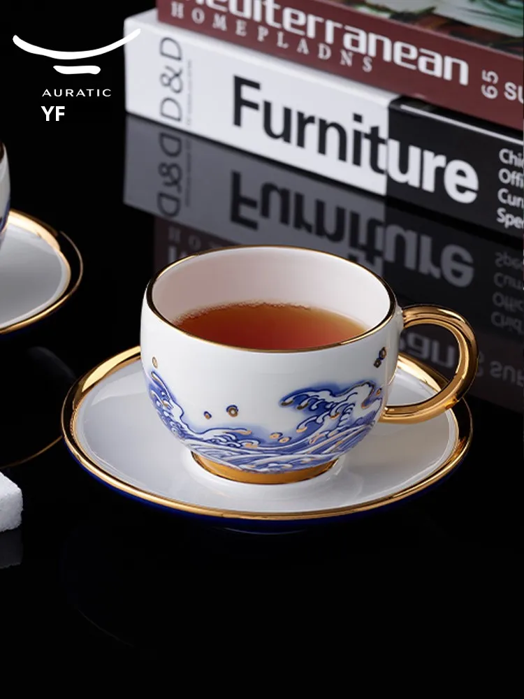 陶製コーヒー＆ティーセット：水墨風デザインで日常を彩る中国風カフェスタイル