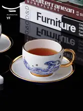 陶製コーヒー＆ティーセット【ギフトボックス付き・カップとソーサー・現代的デザイン】