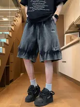 タイダイデザインのデニムショートパンツ【アメリカンカジュアル・ストレ  ートフィット・男性用】（セットアップ対応）