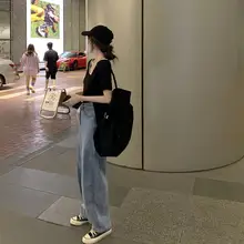 大きな首回りの夏用袖短Tシャツ【Uネック・セクシーな鎖骨見せ・モダール・ゆったり・カジュアル】