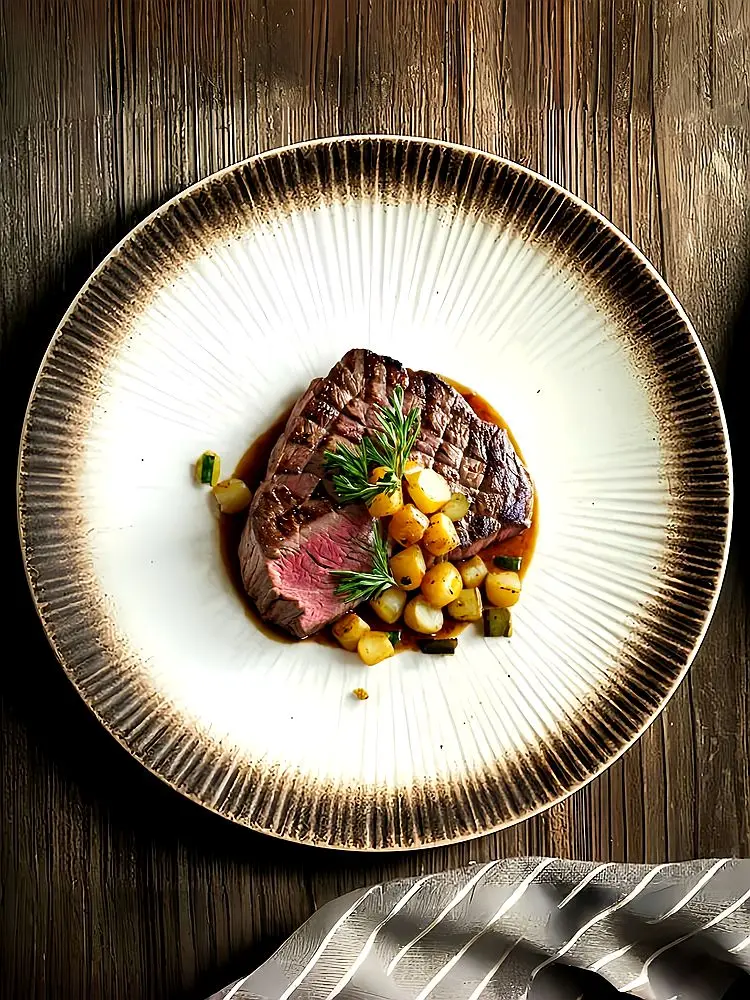 美しい陶器のプレート：和風デザインの浅型8インチが提供する食卓の質感