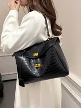 高級感ある通勤用大容量クロコダイルパターンレディースバッグ【ショルダー＆トートバッグ】