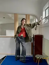 モリン ルーズフィット ダメージデニムパンツ【ローウエスト・カジュアルスタイル・ストレート】