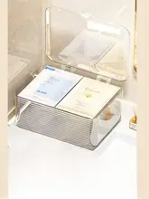 透明アクリル製 蓋付きデスク収納ボックス【ホコリ防止・整理整頓・多用途】