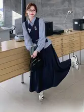 レディース 春秋用学院風トリプルセット【高級シャツ・ベスト・スカート】（セットアップ対応）