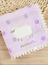 全棉無撚糸の精緻な刺繍入りシープカートンハンドタオル【カジュアルデザイン・手触り良好】