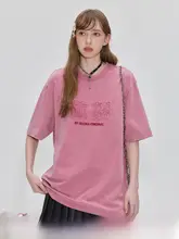 刺繍入りショートスリーブTシャツ【レディース・ヴィンテージ風・コットン100%・夏用】
